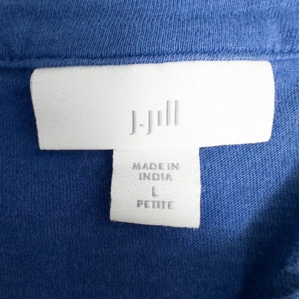 J Jill‎ Embroidered 3/4 Sleeve Tunic Top Petite Large Blue Boho Coastal Beach - Picture 3 of 16